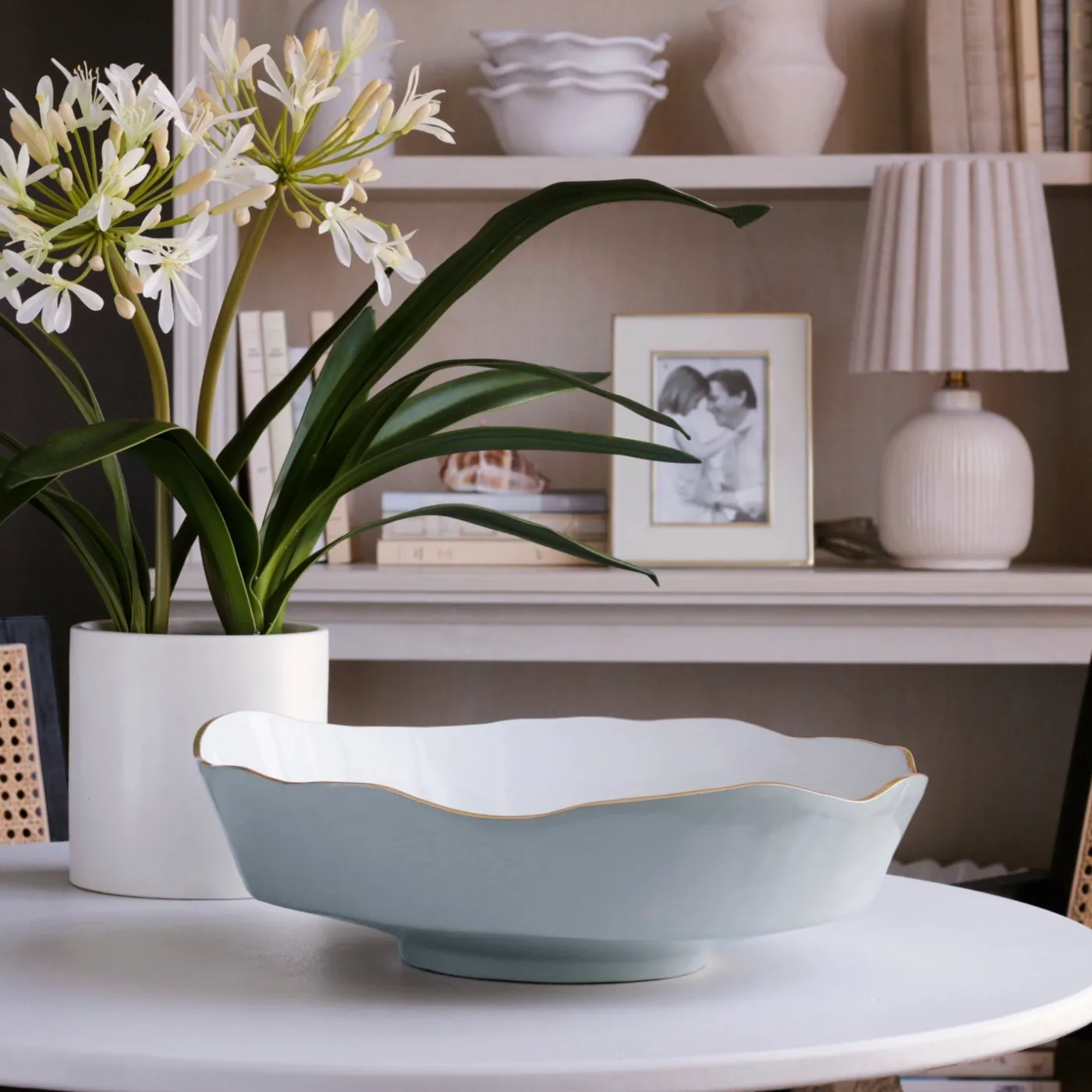 Sale ENCANTO Dakota Large Bowl (Slate and White) Bowls|Enameled Color Metal