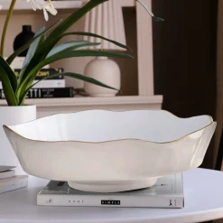 Hot ENCANTO Dakota Large Bowl (Cream and White) Holiday|Bowls