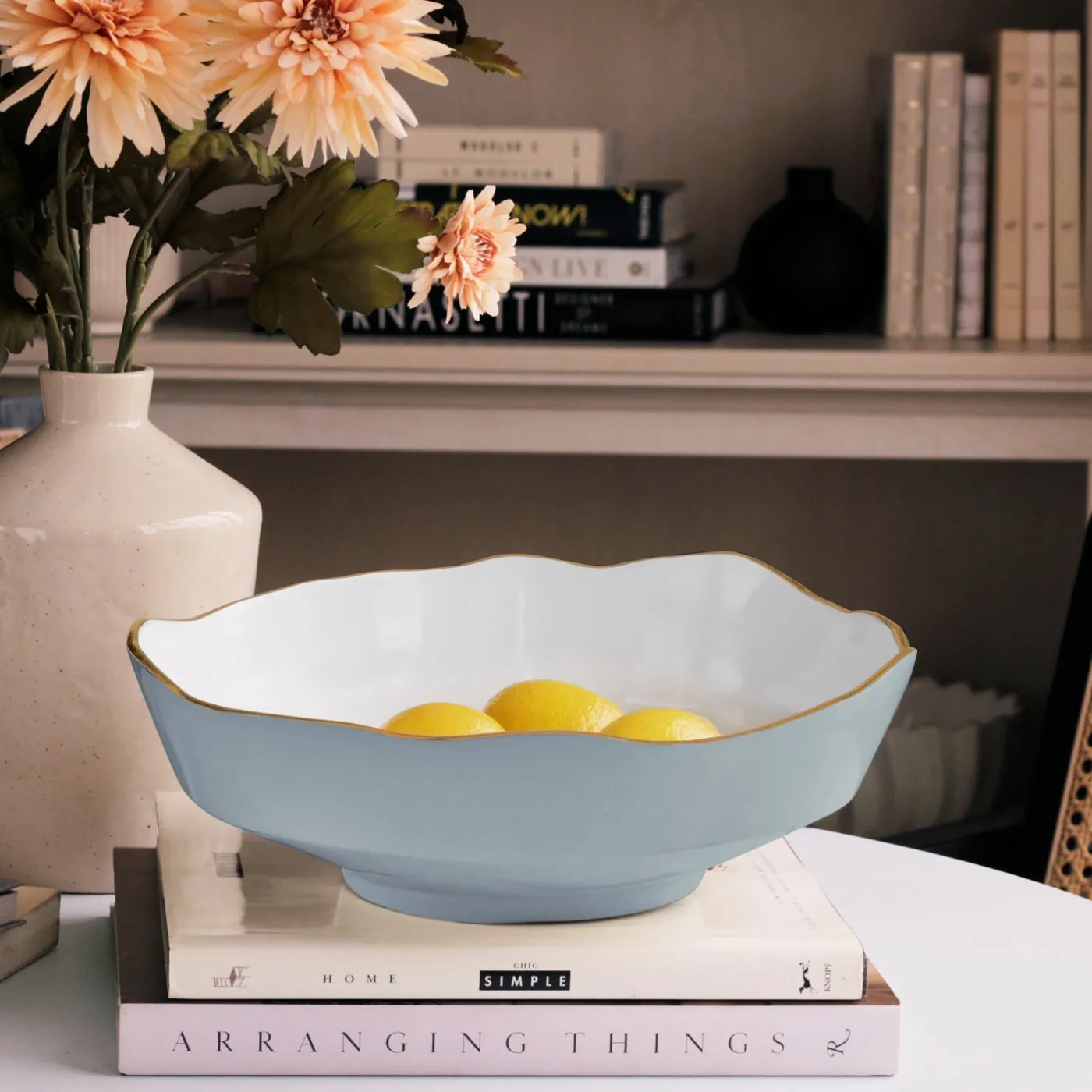Online ENCANTO Dakota Medium Bowl (Slate and White) Bowls|Enameled Color Metal