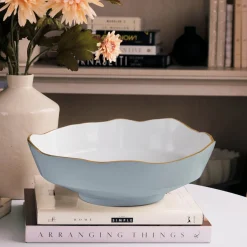 Online ENCANTO Dakota Medium Bowl (Slate and White) Bowls|Enameled Color Metal