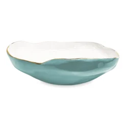 Sale ENCANTO Nuevo Large Bowl (Turquoise and White) Bowls|Enameled Color Metal