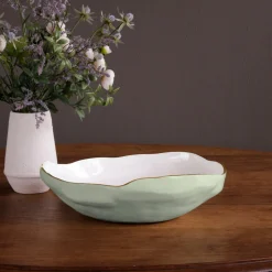 Online ENCANTO Nuevo Large Bowl (Pistachio and White) Bowls|Enameled Color Metal