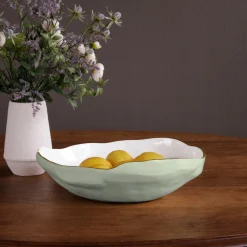 Online ENCANTO Nuevo Large Bowl (Pistachio and White) Bowls|Enameled Color Metal
