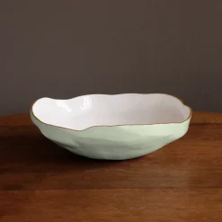Online ENCANTO Nuevo Large Bowl (Pistachio and White) Bowls|Enameled Color Metal