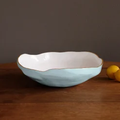 New ENCANTO Nuevo Large Bowl (Sky Blue and White) Bowls|Enameled Color Metal