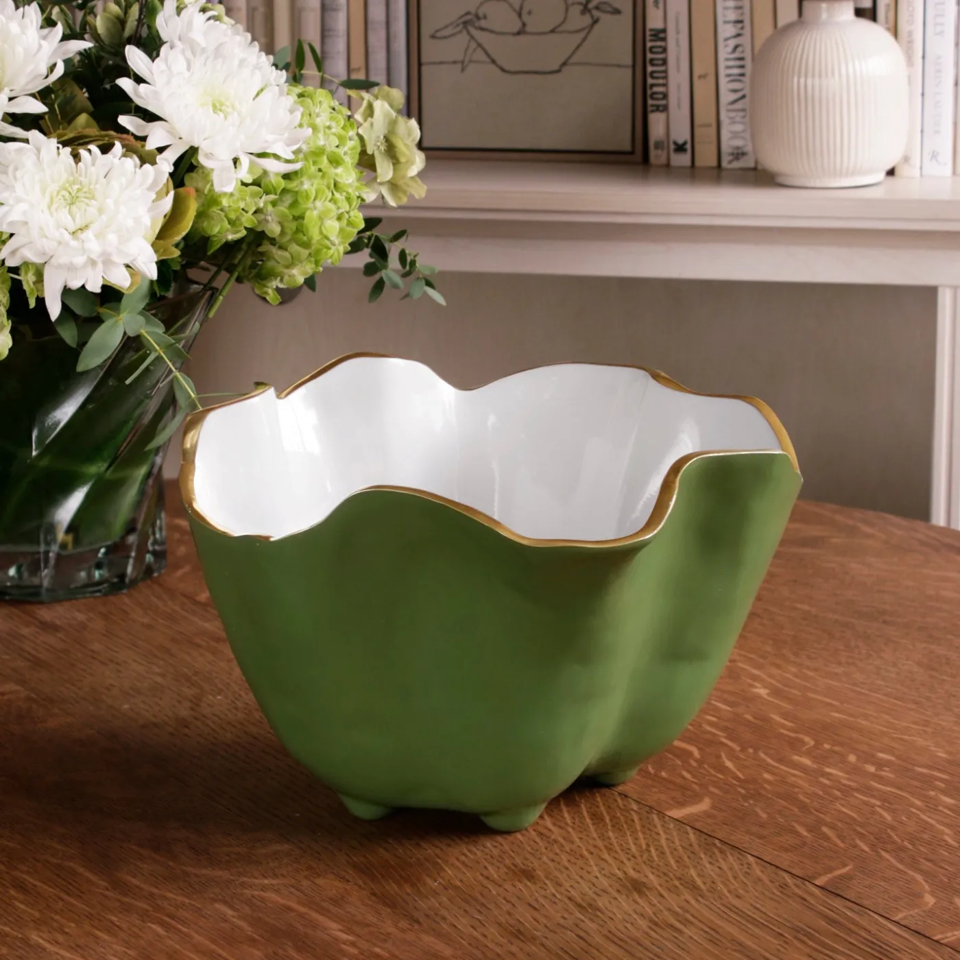 Clearance ENCANTO Onyx Ice Bucket Leaf Green and White Holiday|Ice Buckets + Scoops