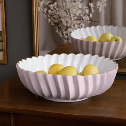 Best ENCANTO Orlando Large Bowl (Camellia and White) Bowls|Enameled Color Metal