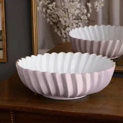 Best ENCANTO Orlando Large Bowl (Camellia and White) Bowls|Enameled Color Metal