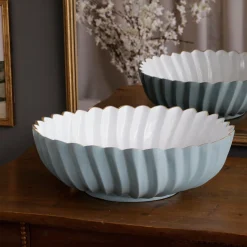 Outlet ENCANTO Orlando Large Bowl (Slate and White) Bowls|Enameled Color Metal