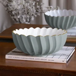 ENCANTO Orlando Medium Bowl (Slate and White) Bowls|Enameled Color Metal