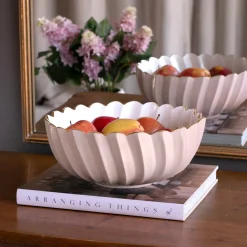 Hot ENCANTO Orlando Medium Bowl (Camellia and White) Bowls|Enameled Color Metal