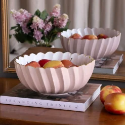 Hot ENCANTO Orlando Medium Bowl (Camellia and White) Bowls|Enameled Color Metal