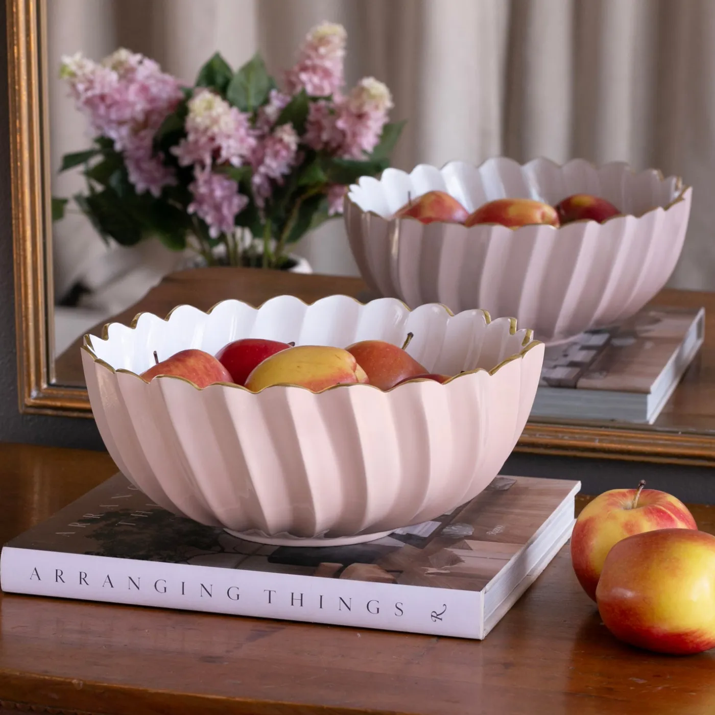 Hot ENCANTO Orlando Medium Bowl (Camellia and White) Bowls|Enameled Color Metal