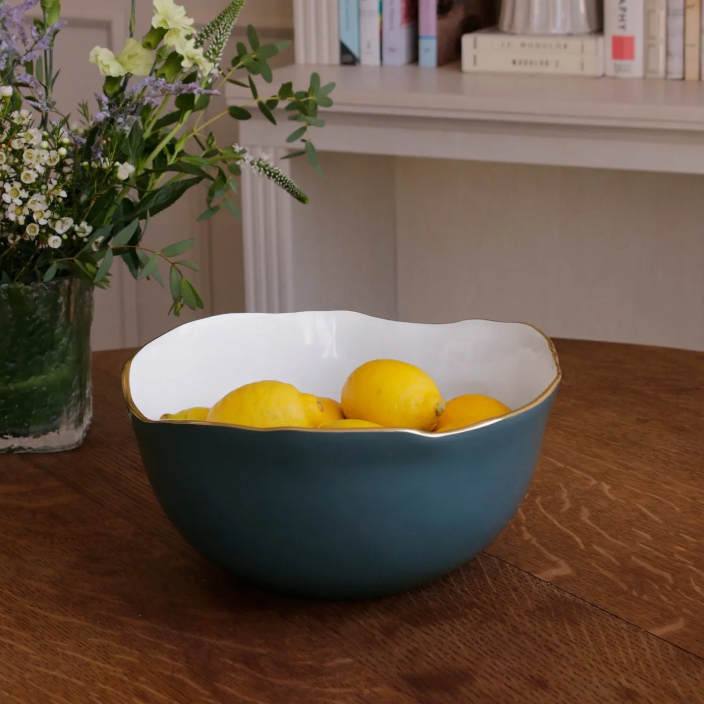 Best ENCANTO Osaka Large Bowl Midnight & White Bowls|Enameled Color Metal