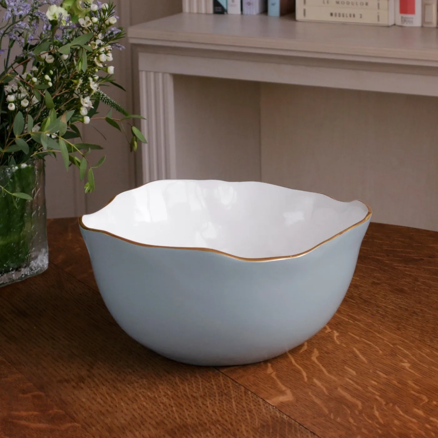 Best ENCANTO Osaka Large Bowl Slate & White Bowls|Enameled Color Metal