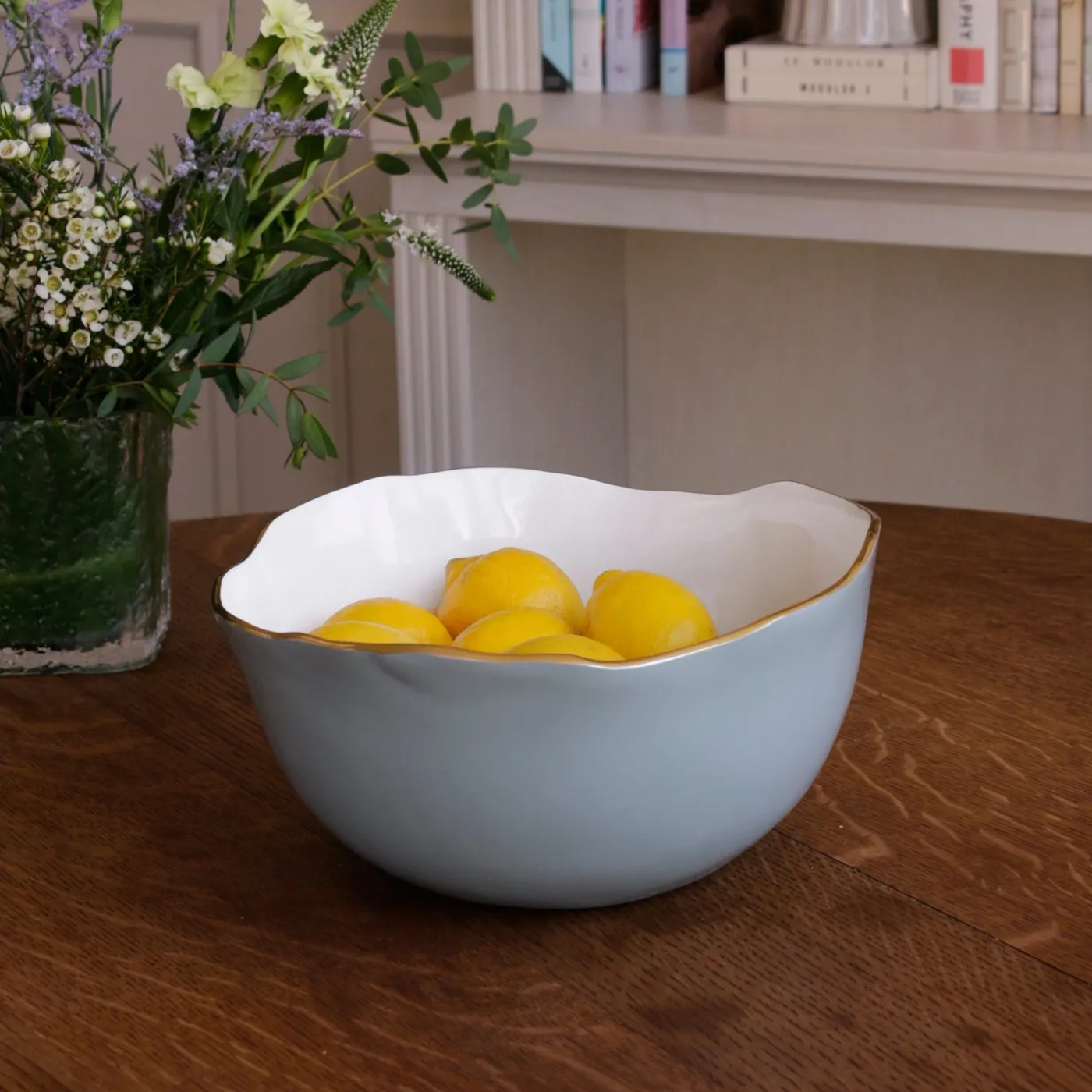 Best ENCANTO Osaka Large Bowl Slate & White Bowls|Enameled Color Metal