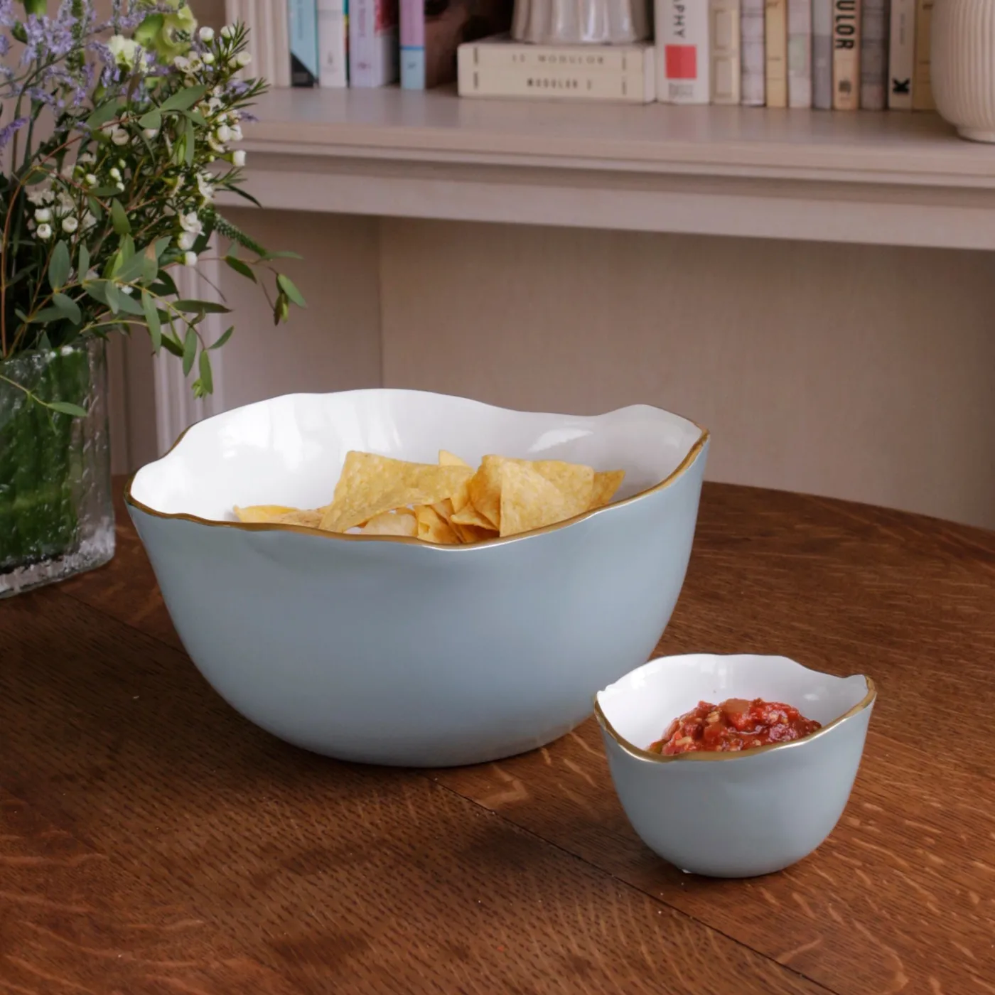 Best ENCANTO Osaka Large Bowl Slate & White Bowls|Enameled Color Metal