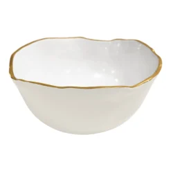 Sale ENCANTO Osaka Large Bowl (Cream and White) Bowls|Enameled Color Metal
