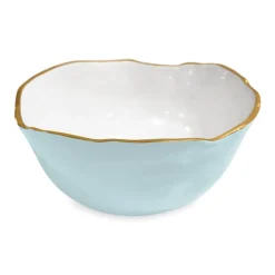 Hot ENCANTO Osaka Large Bowl (Sky Blue and White) Bowls|Enameled Color Metal