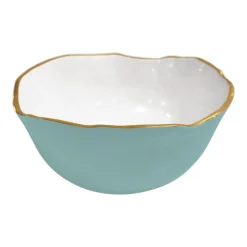 New ENCANTO Osaka Large Bowl (Turquoise and White) Bowls|Enameled Color Metal