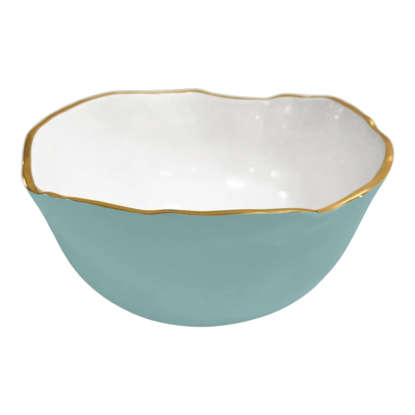 New ENCANTO Osaka Large Bowl (Turquoise and White) Bowls|Enameled Color Metal