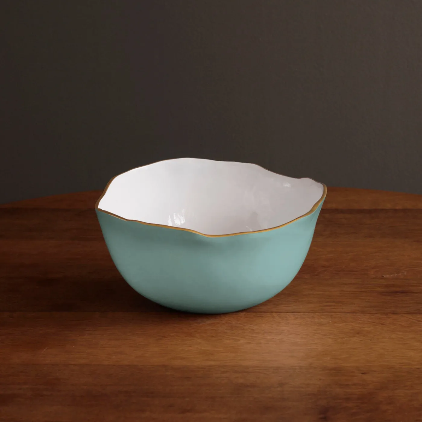 New ENCANTO Osaka Large Bowl (Turquoise and White) Bowls|Enameled Color Metal