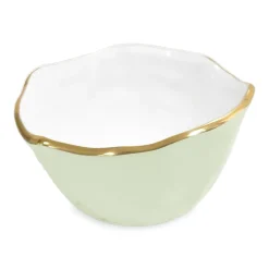 Sale ENCANTO Osaka Small Bowl (Pistachio and White) Bowls|Enameled Color Metal