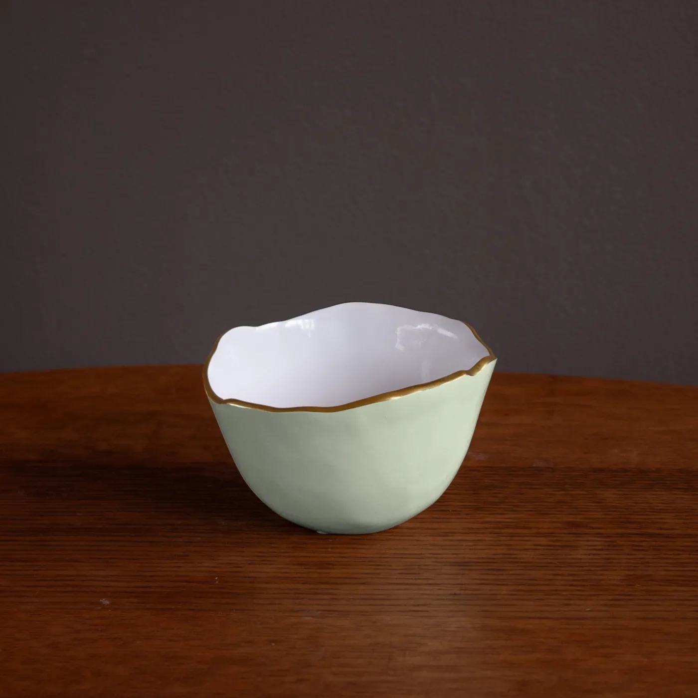 Sale ENCANTO Osaka Small Bowl (Pistachio and White) Bowls|Enameled Color Metal