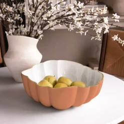 New ENCANTO Rita Medium Bowl (Cayenne and White) Bowls|Enameled Color Metal