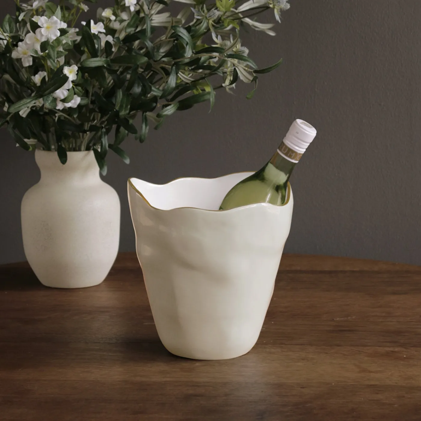 Online ENCANTO Soho Large Ice Bucket (Cream and White) View All Soho|Ice Buckets + Scoops