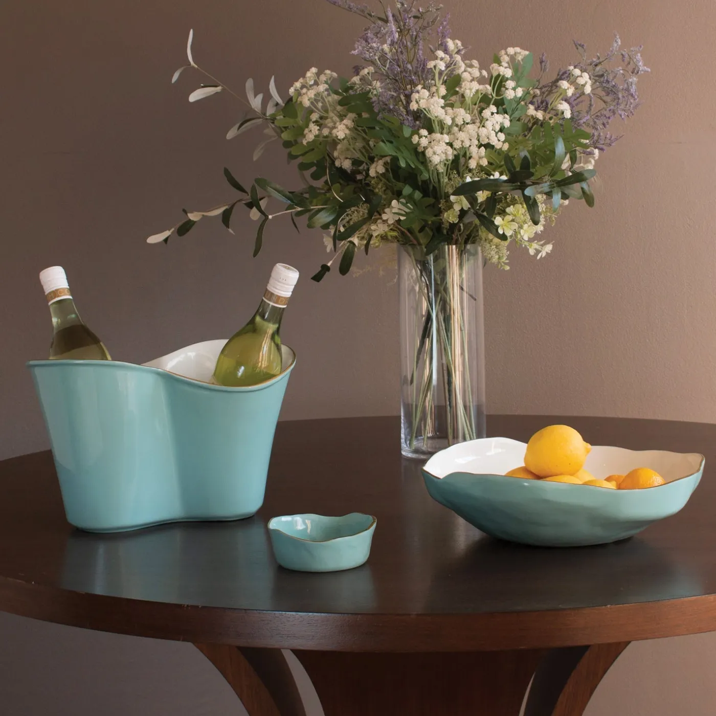 ENCANTO Soho Wine Coaster (Turquoise and White) View All Soho|Wine Coasters