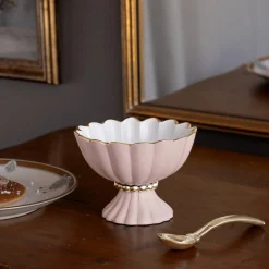 Hot ENCANTO Vienna Mini Pedestal with Spoon (Camellia and White) Pedestals|Gifts Under $99