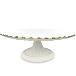 New ENCANTO Vienna Pedestal Cake Plate (Cream and White) Holiday|Cake Plates