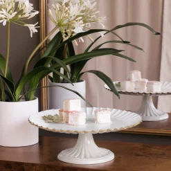New ENCANTO Vienna Pedestal Cake Plate (Cream and White) Holiday|Cake Plates