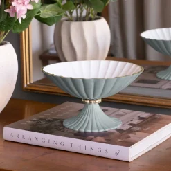 Online ENCANTO Vienna Small Pedestal (Slate and White) Pedestals|Enameled Color Metal