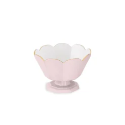 ENCANTO Vintage Faceted Pedestal Camellia and White Pedestals|Enameled Color Metal