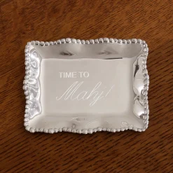 Clearance GIFTABLES Organic Pearl Rectangular Engraved Tray "Time to Mahj!" Gifts Under $99|Gifts Under $50