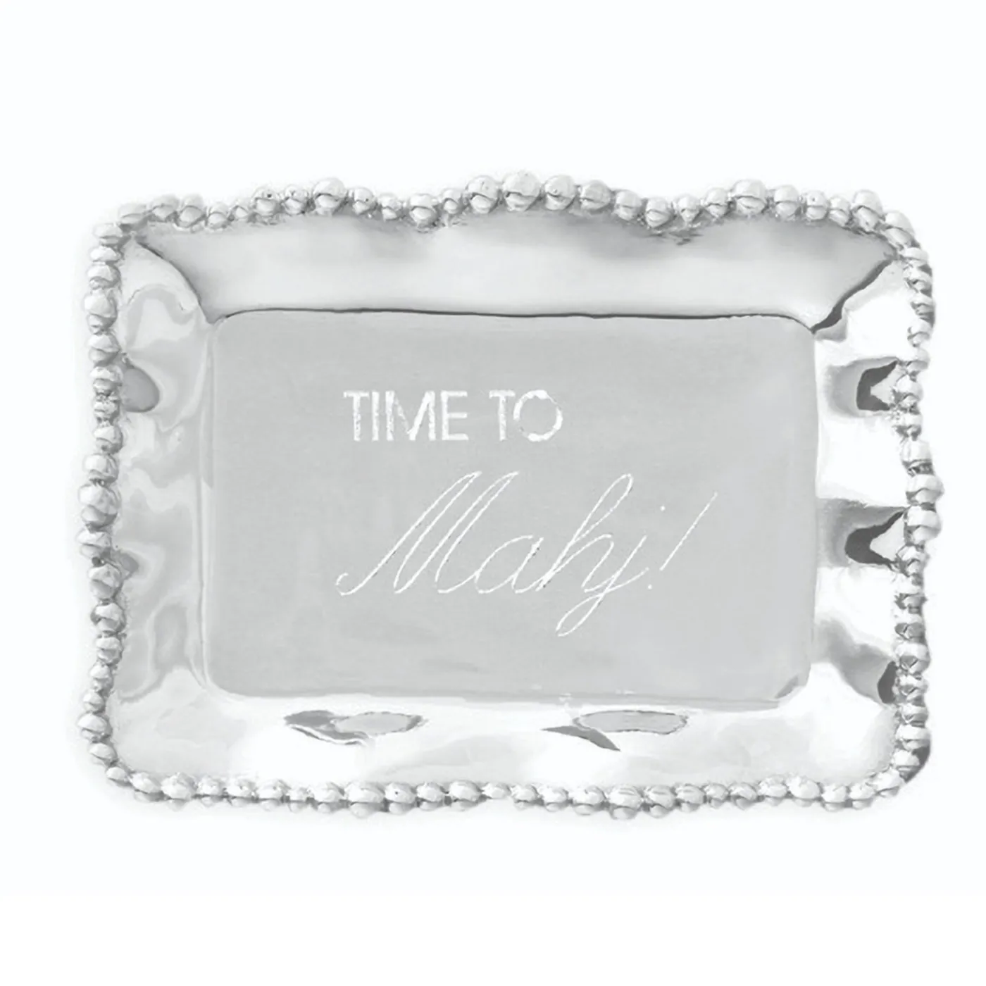 Clearance GIFTABLES Organic Pearl Rectangular Engraved Tray "Time to Mahj!" Gifts Under $99|Gifts Under $50