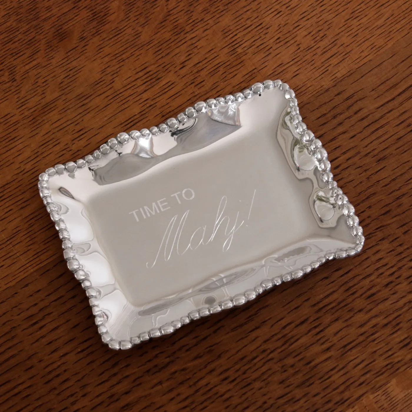 Clearance GIFTABLES Organic Pearl Rectangular Engraved Tray "Time to Mahj!" Gifts Under $99|Gifts Under $50