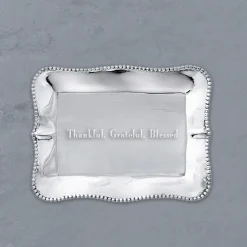 GIFTABLES Pearl Denisse Rectangular Engraved Tray "Thankful, Grateful, Trays|Gifts Under $50