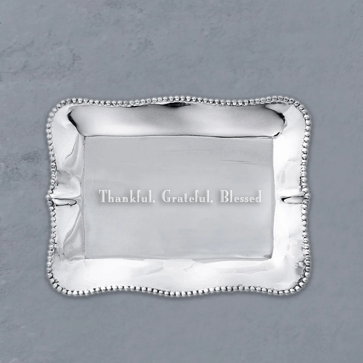 GIFTABLES Pearl Denisse Rectangular Engraved Tray "Thankful, Grateful, Trays|Gifts Under $50