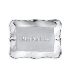 Clearance GIFTABLES Pearl Denisse Rectangular Engraved Tray "Bless this home" Trays|Gifts For The Graduate