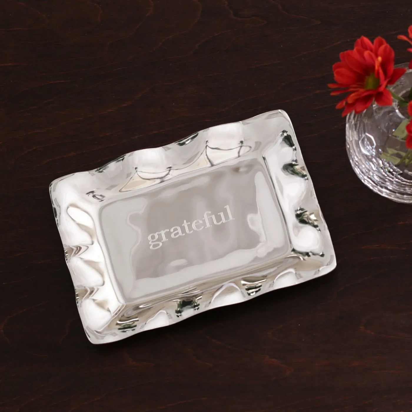 GIFTABLES Vento Rectangular Engraved Tray ("grateful") Trays|Gifts For Her