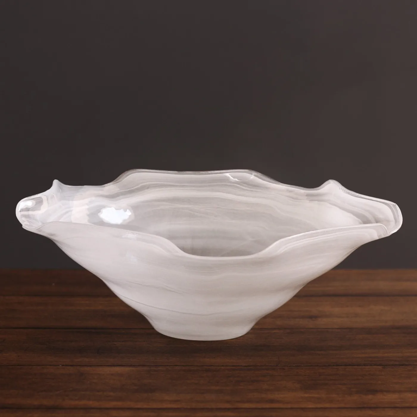 GLASS Alabaster Wave Large Bowl (White) View All Glass|Glass