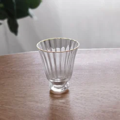 Sale GLASS Audrey Stemless All Purpose Glass with Gold Rim Set of 4 (Clear Drinkware|Glassware