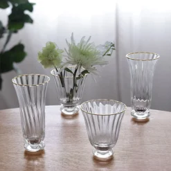 Sale GLASS Audrey Stemless All Purpose Glass with Gold Rim Set of 4 (Clear Drinkware|Glassware