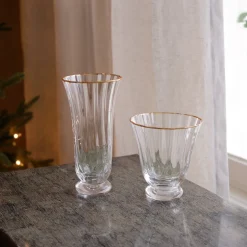 Discount GLASS Audrey Stemless Flute with Gold Rim Set of 4 (Clear and Gold) GLASS Audrey|View All Glass