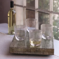 Discount GLASS Audrey Stemless Flute with Gold Rim Set of 4 (Clear and Gold) GLASS Audrey|View All Glass