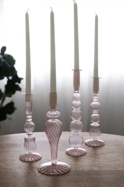 Discount GLASS Cambridge Emma 10.5" Candlestick Holder Set of 2 (Light Pink) GLASS Cambridge|Candlestick Holders