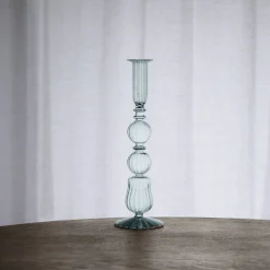 GLASS Cambridge Emma 10.5" Candlestick Holder Set of 2 (Light Green) GLASS Cambridge|Candlestick Holders